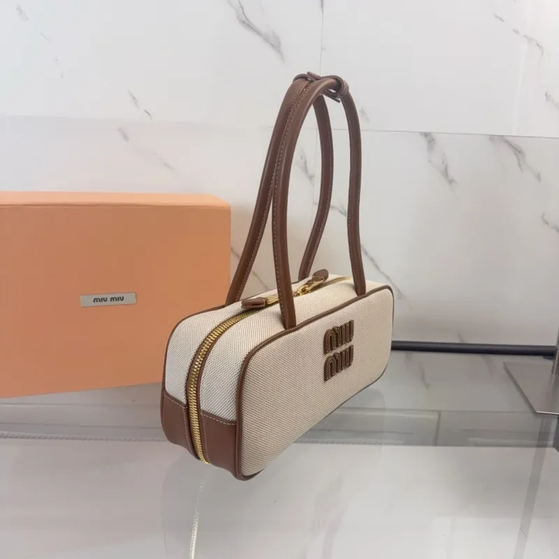Miu Miu Beige Canvas Top Handle Bag 739 - Image 3
