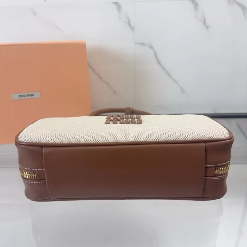 Miu Miu Beige Canvas Top Handle Bag 739 - Image 7