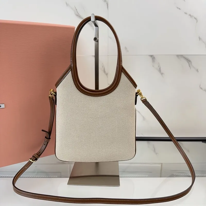 Alternative view of Miu Miu Beige Brown Canvas Crossbody Tote Bag