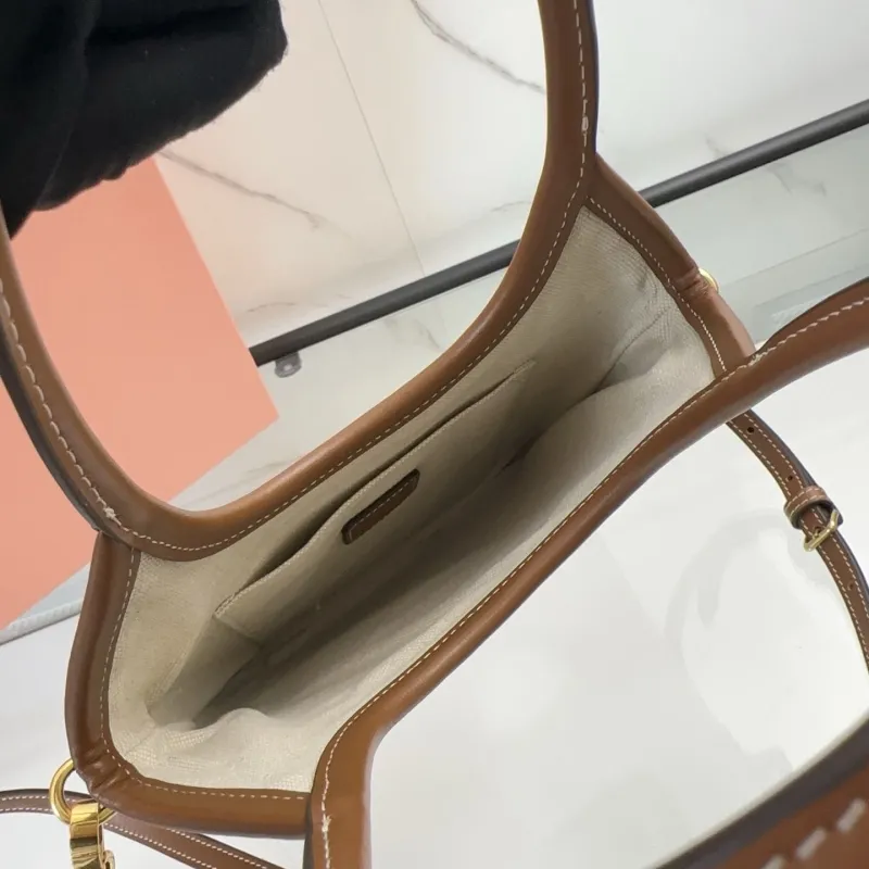 Miu Miu Beige Brown Canvas Crossbody Tote Bag - Image 5