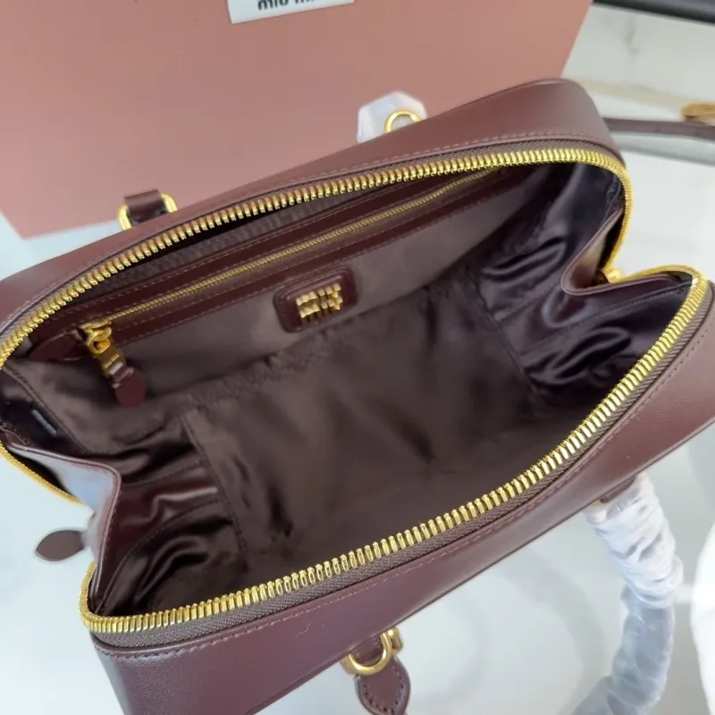 Miu Miu Brown Matelasse Leather Top Handle Bag 750 - Image 6