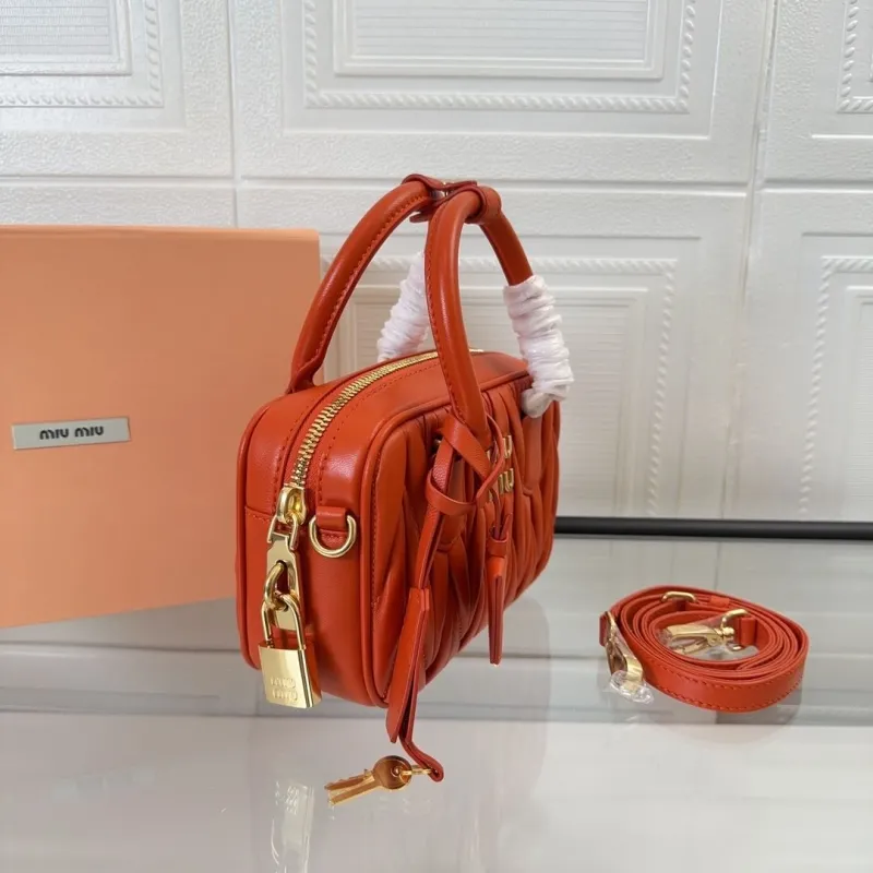 Miu Miu Orange Matelasse Top Handle Bag 753 - Image 3