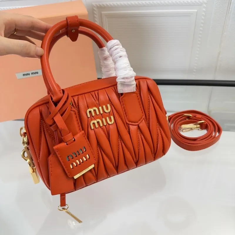 Miu Miu Orange Matelasse Top Handle Bag 753 - Image 5