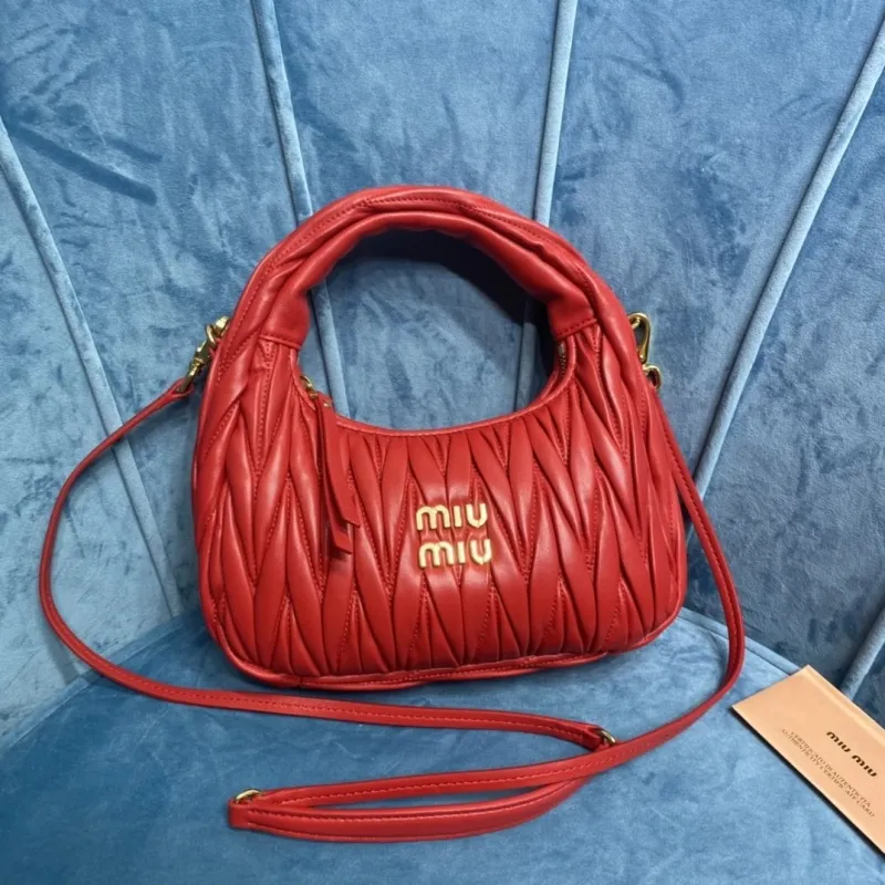 Miu Miu Red Matelasse Top Handle Crossbody Bag