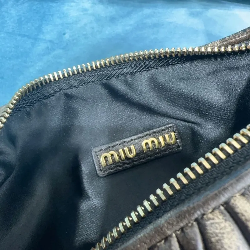 Miu Miu Metallic Pleated Top Handle Crossbody Bag - Image 7