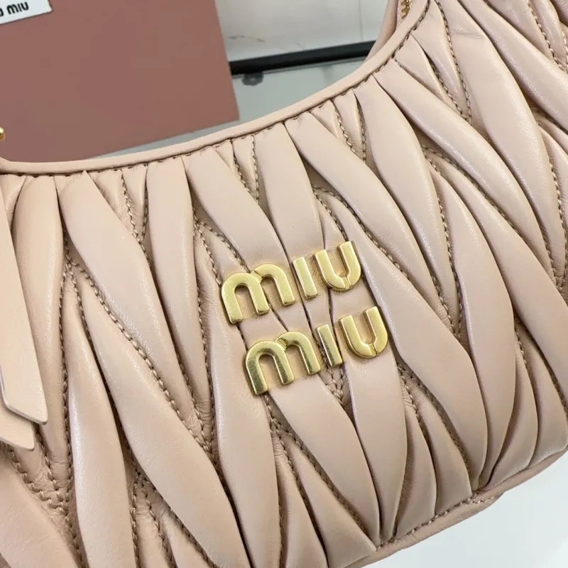 Miu Miu Nude Pink Matelasse Top Handle Bag with Strap - Image 4
