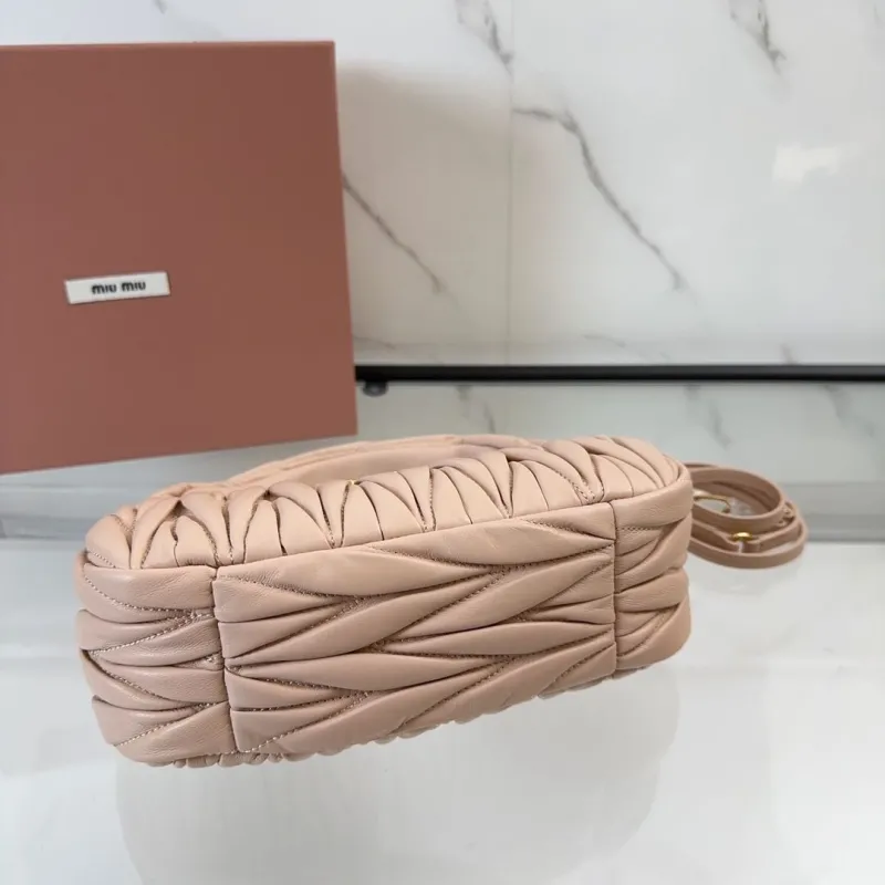 Miu Miu Nude Pink Matelasse Top Handle Bag with Strap - Image 6