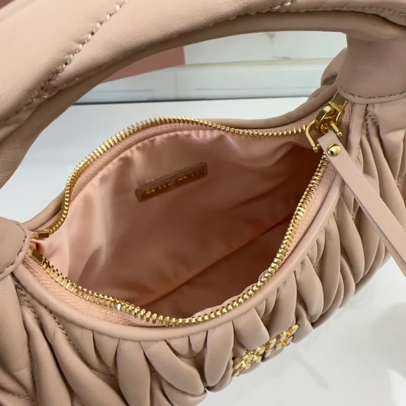 Miu Miu Nude Pink Matelasse Top Handle Bag with Strap - Image 7