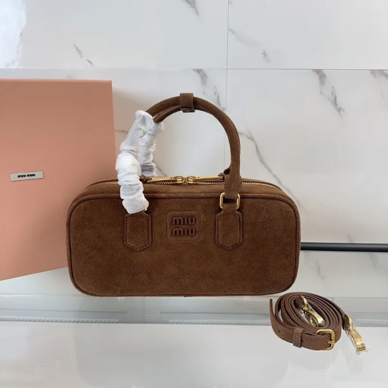 Miu Miu Brown Suede Top Handle Bag 774
