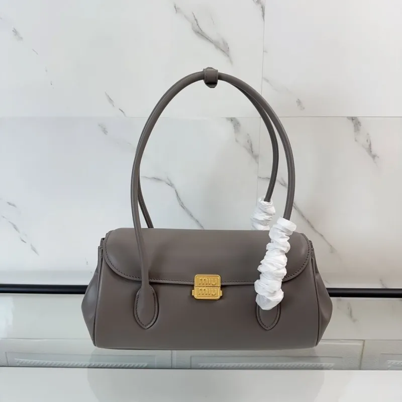 Miu Miu Gray Leather Top Handle Bag