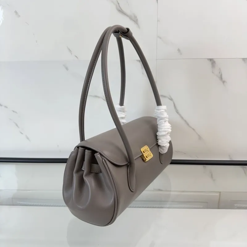 Miu Miu Gray Leather Top Handle Bag - Image 3