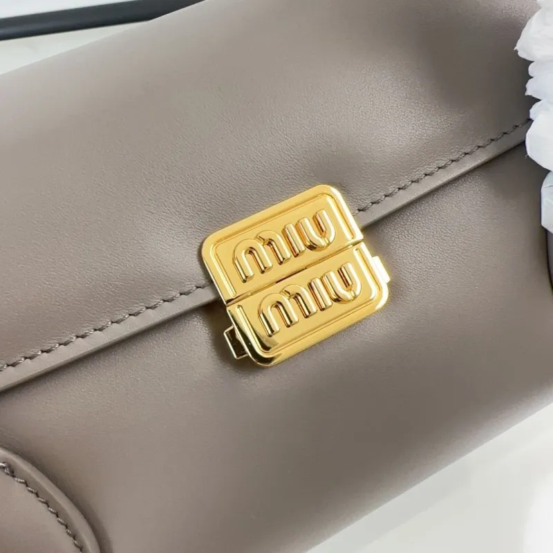 Miu Miu Gray Leather Top Handle Bag - Image 4