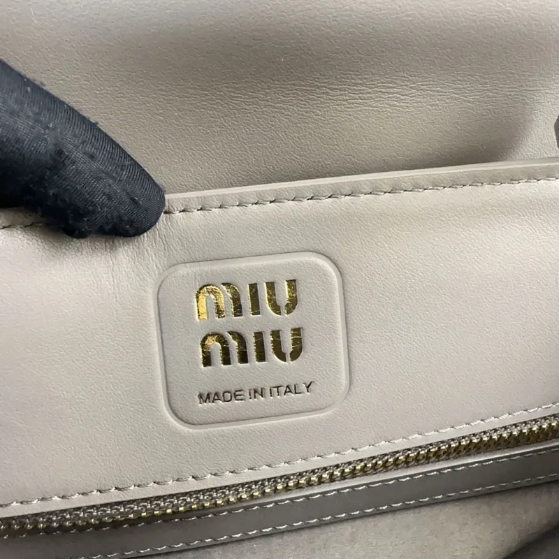 Miu Miu Gray Leather Top Handle Bag - Image 7