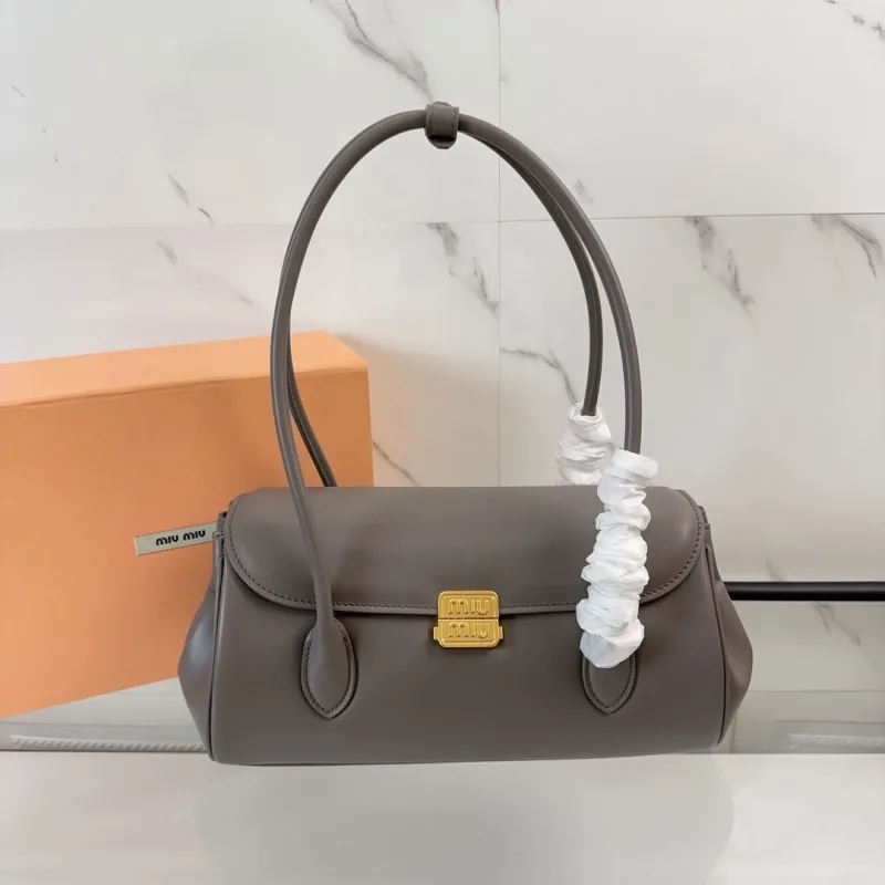 Miu Miu Gray Leather Top Handle Bag - Image 8
