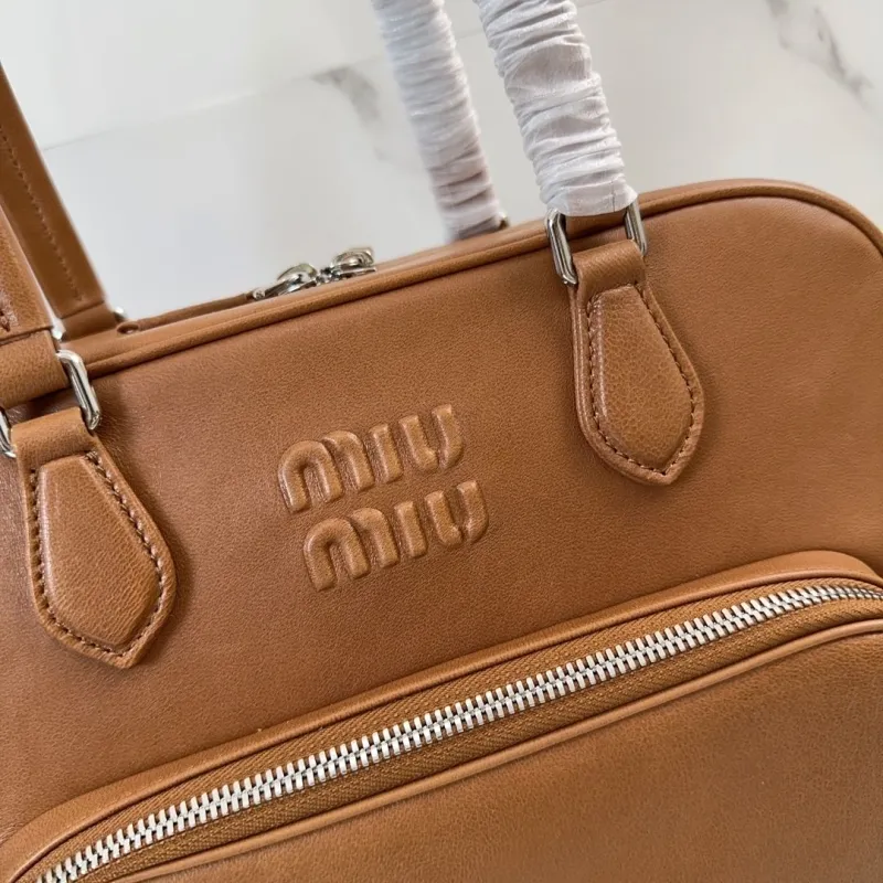 Miu Miu Brown Top Handle Bag With Mini Pouch - Image 5