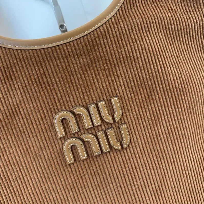 Miu Miu Brown Corduroy Tote Bag 783 - Image 3