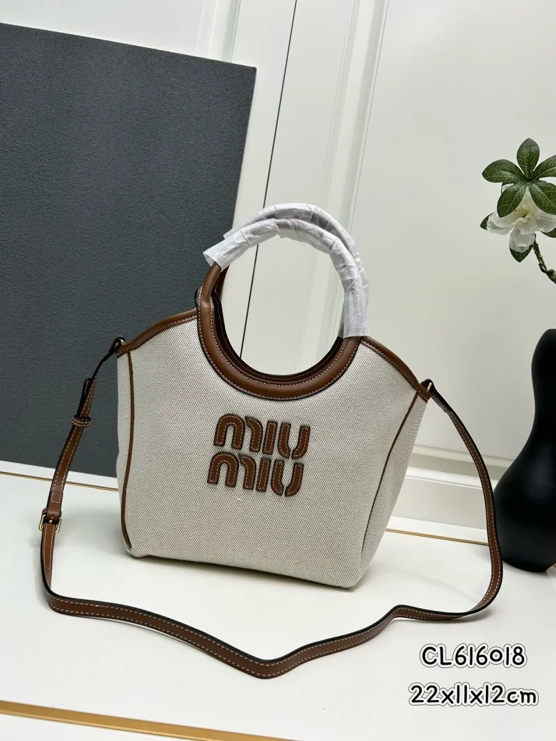 MIU MIU Beige Canvas Top Handle Crossbody Bag CL616018