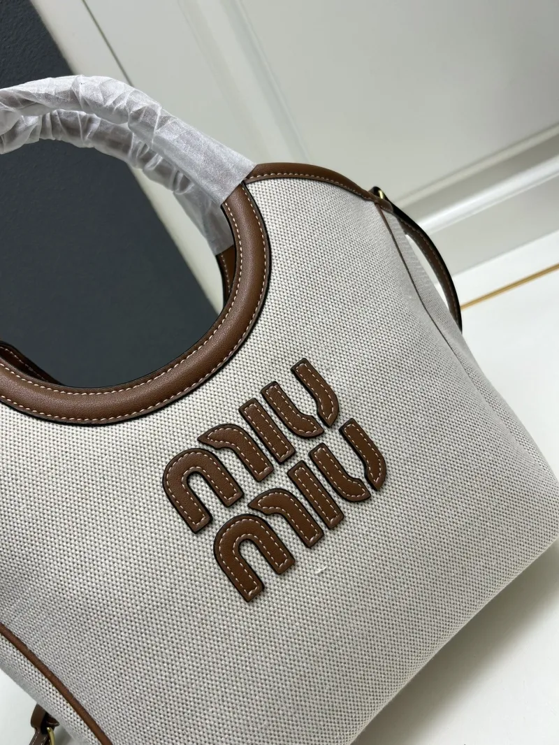 MIU MIU Beige Canvas Top Handle Crossbody Bag CL616018 - Image 4