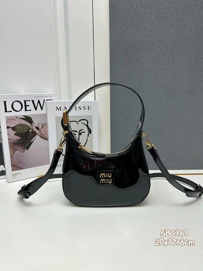 Miu Miu Black Patent Leather Top Handle Bag 5BC161 - Image 3
