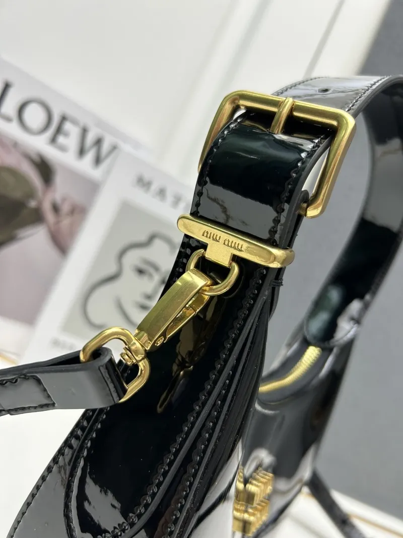 Miu Miu Black Patent Leather Top Handle Bag 5BC161 - Image 6