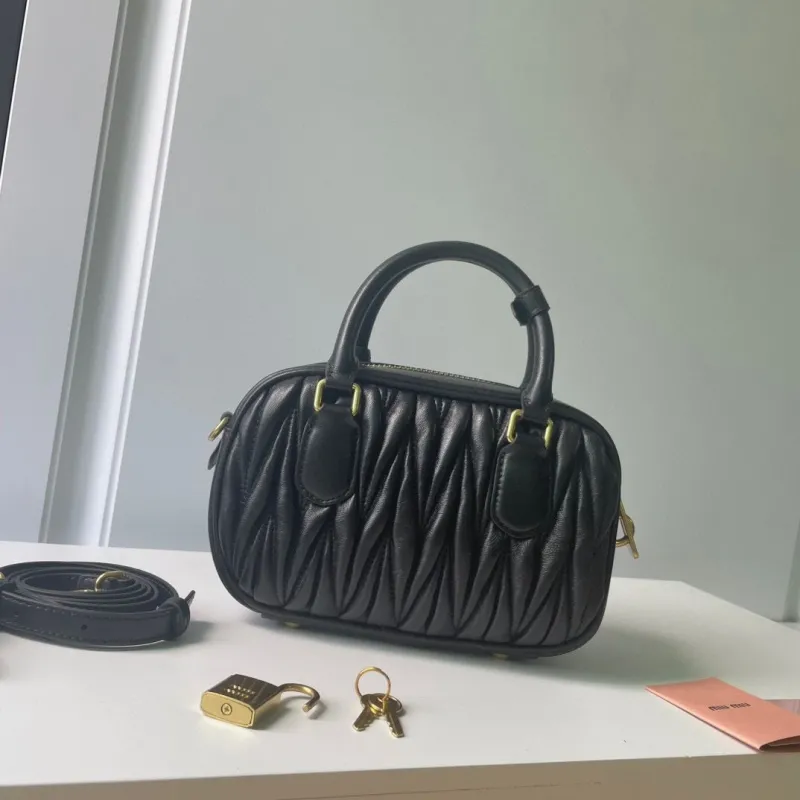 Miu Miu Black Matelassé Top Handle Bag 891 - Image 3