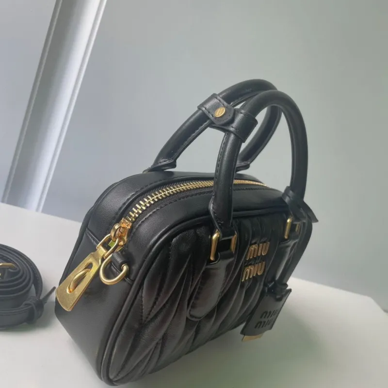 Miu Miu Black Matelassé Top Handle Bag 891 - Image 4