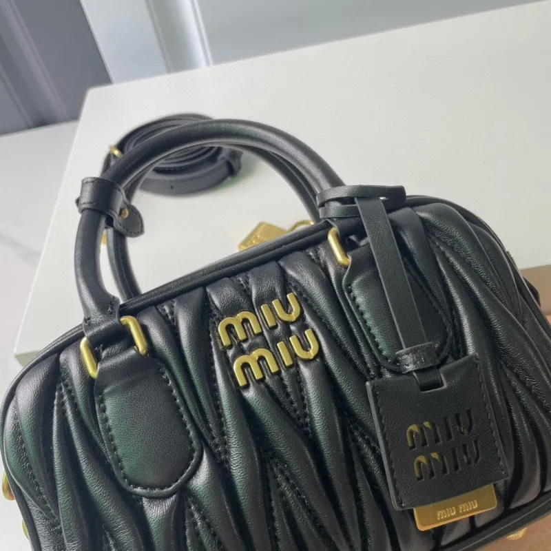 Miu Miu Black Matelassé Top Handle Bag 891 - Image 5
