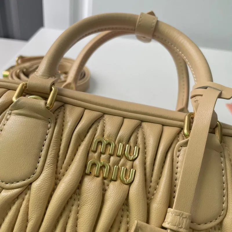 Miu Miu Beige Matelasse Top Handle Bag 893 - Image 5