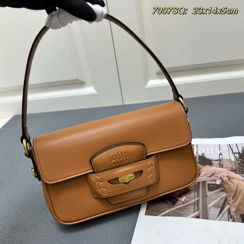 MIU MIU Brown Top Handle Shoulder Bag 7007SQ - Image 3