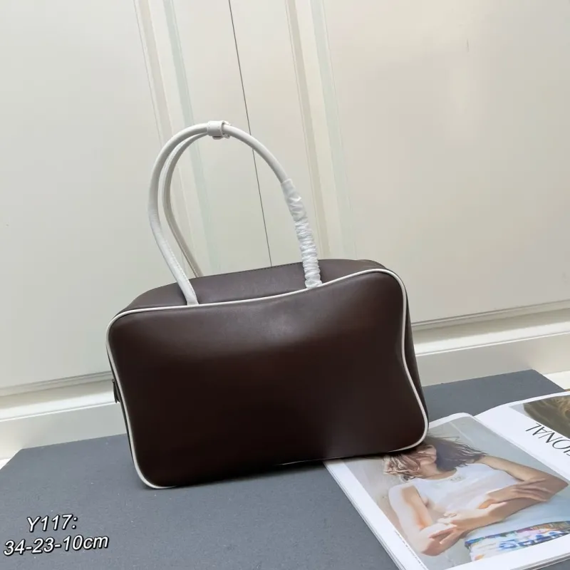 MIU MIU Brown White Top Handle Leather Bag - Image 6