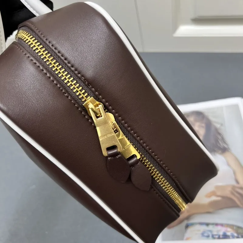 MIU MIU Brown White Top Handle Leather Bag - Image 8