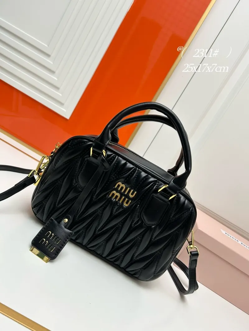 MIU MIU Black Matelasse Top Handle Bag 2311