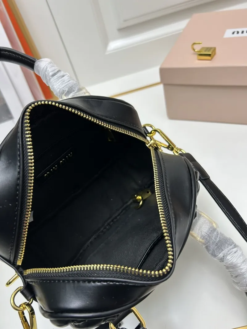 MIU MIU Black Matelasse Top Handle Bag 2311 - Image 8