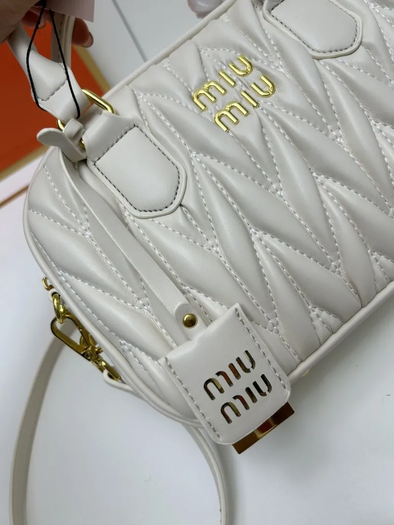 MIU MIU Cream Quilted Top Handle Crossbody Bag 2311 - Image 4