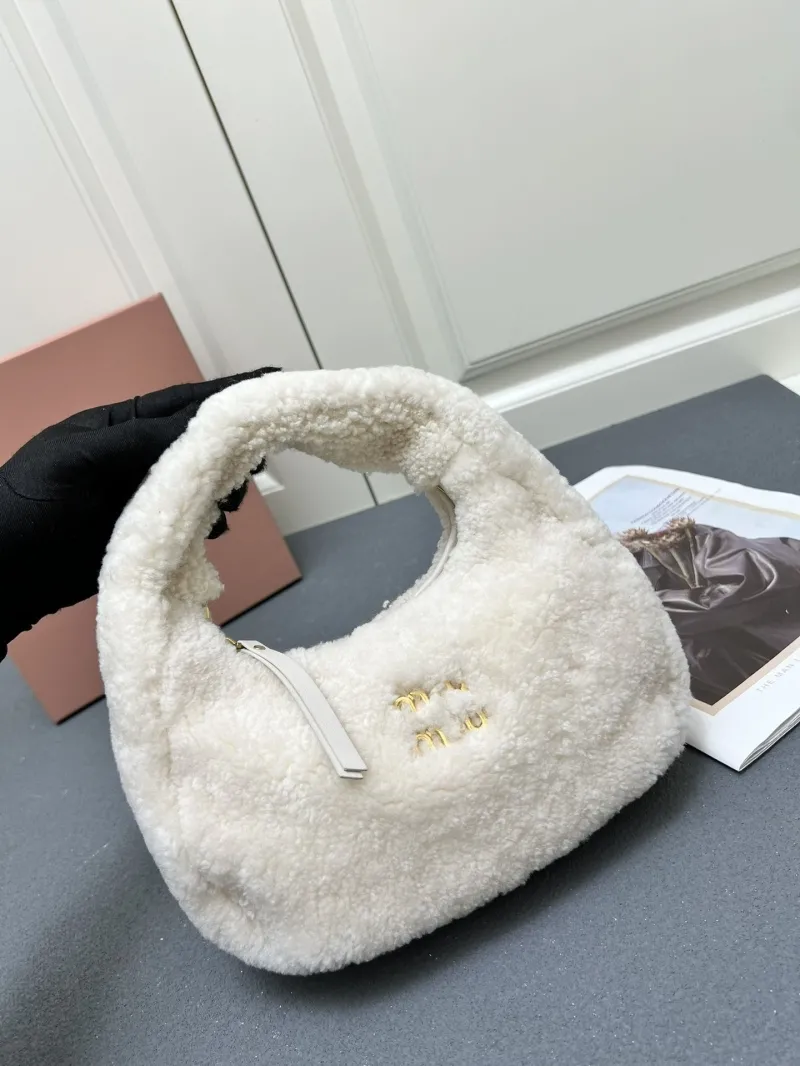 MIU MIU White Fluffy Top Handle Crossbody Bag - Image 4