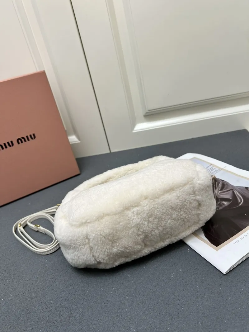 MIU MIU White Fluffy Top Handle Crossbody Bag - Image 5