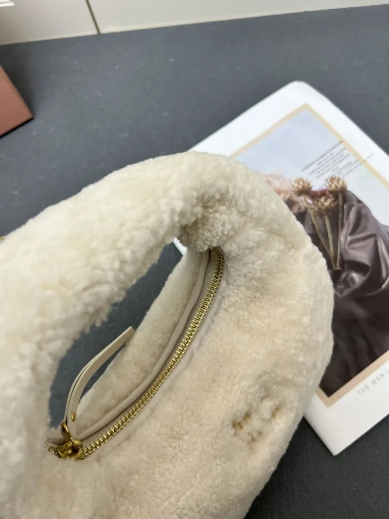 MIU MIU White Fluffy Top Handle Crossbody Bag - Image 6