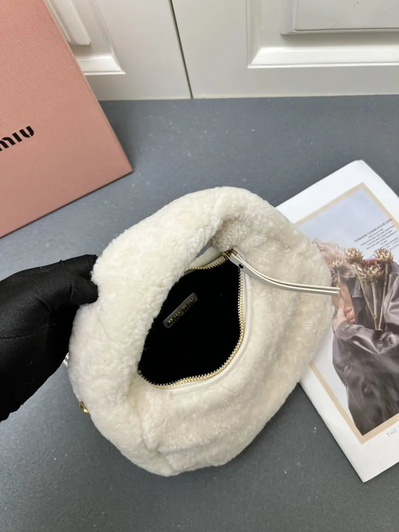 MIU MIU White Fluffy Top Handle Crossbody Bag - Image 7