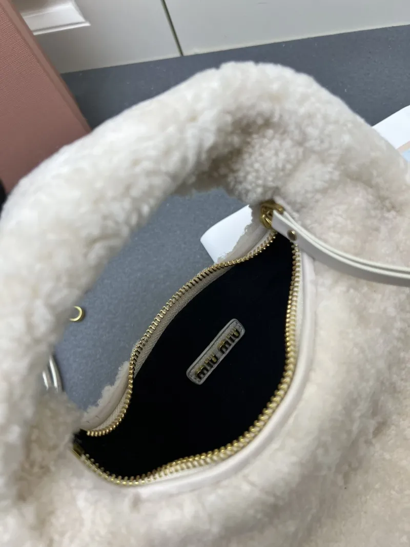 MIU MIU White Fluffy Top Handle Crossbody Bag - Image 8