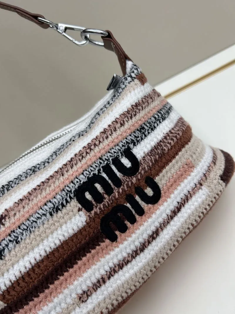 MIU MIU Striped Crochet Top Handle Bag 3119 - Image 4