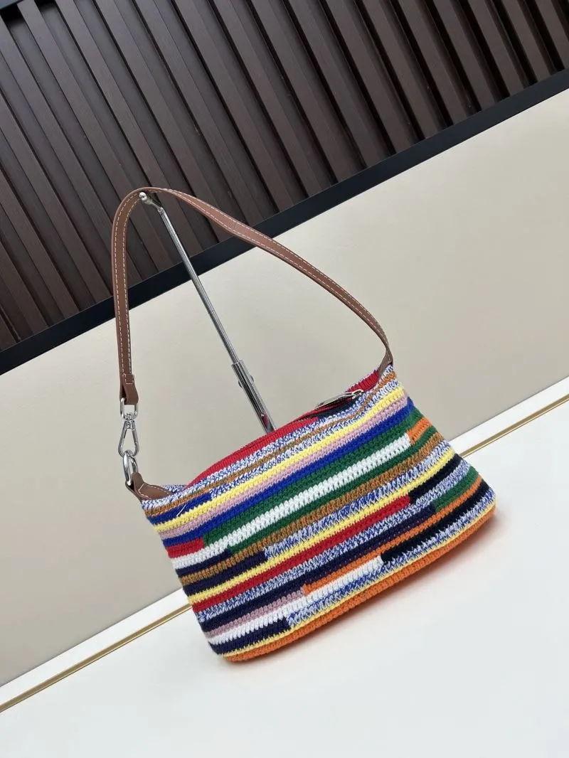 Alternative view of Miu Miu Multicolor Striped Crochet Top Handle Bag 3119