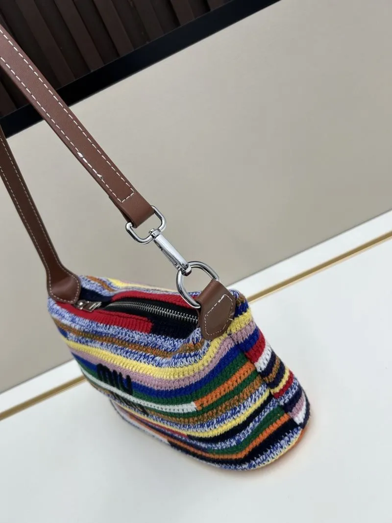 Miu Miu Multicolor Striped Crochet Top Handle Bag 3119 - Image 3