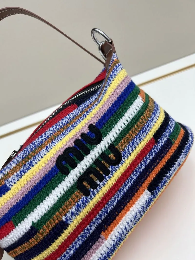 Miu Miu Multicolor Striped Crochet Top Handle Bag 3119 - Image 4