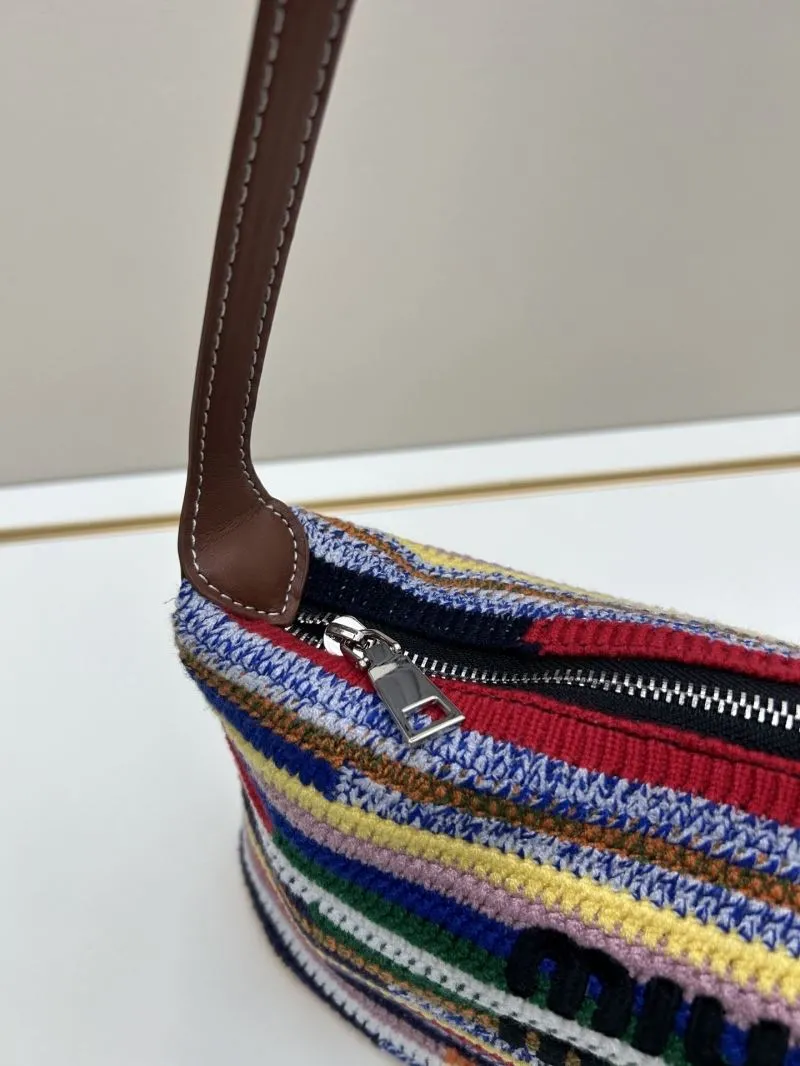 Miu Miu Multicolor Striped Crochet Top Handle Bag 3119 - Image 6