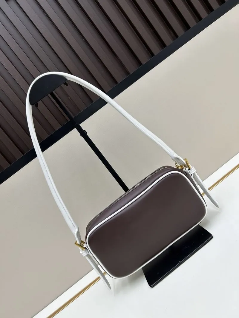MIU MIU Brown White Trim Top Handle Bag 966