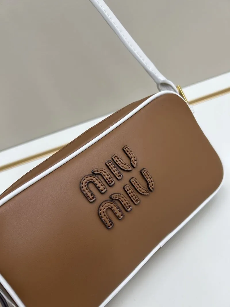 MIU MIU Brown White Top Handle Shoulder Bag 02025 - Image 4