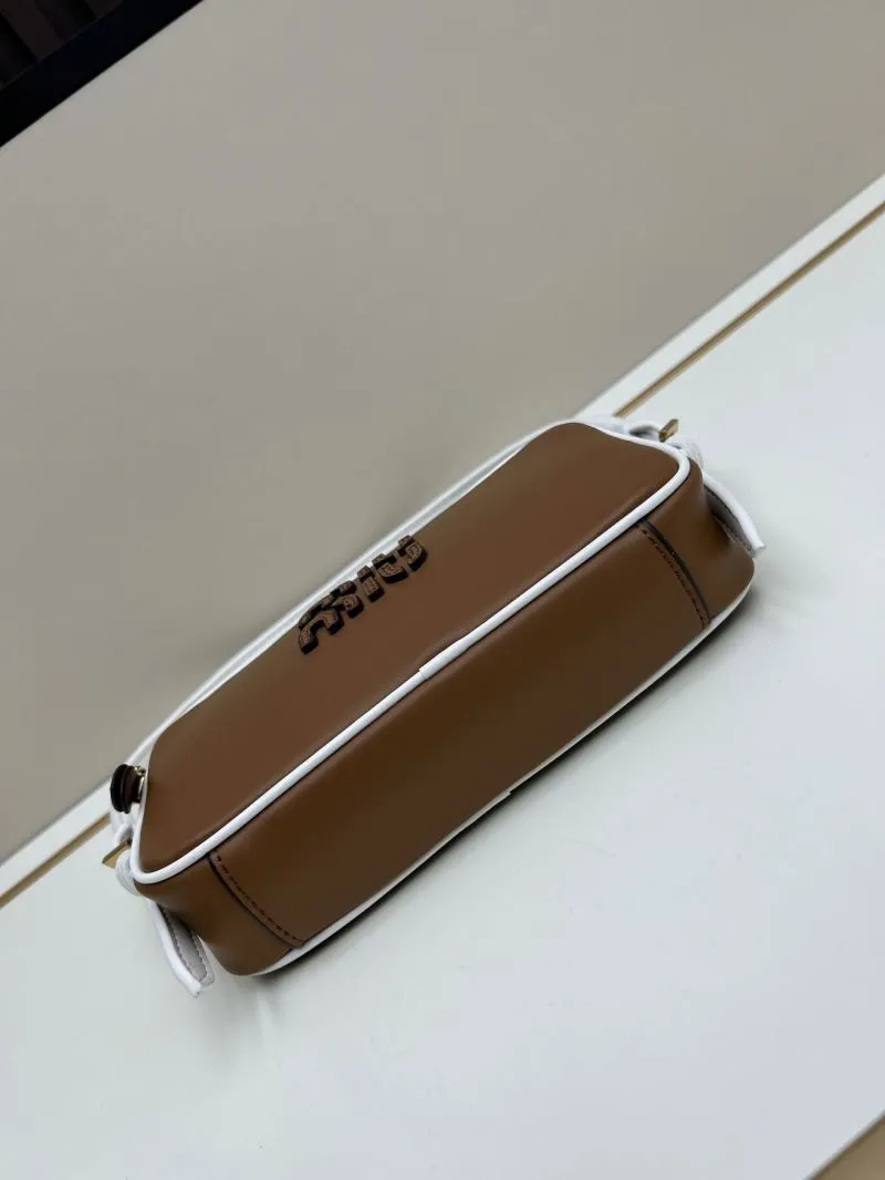 MIU MIU Brown White Top Handle Shoulder Bag 02025 - Image 5