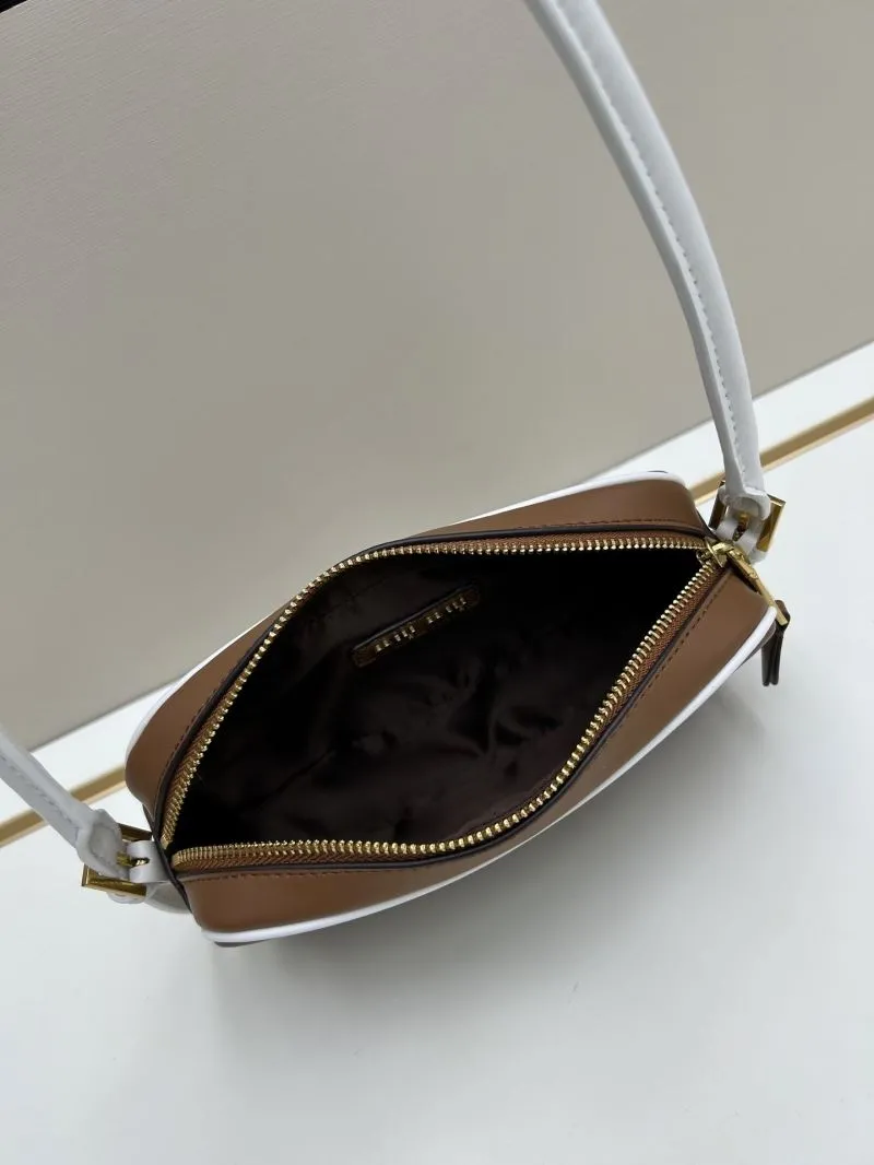 MIU MIU Brown White Top Handle Shoulder Bag 02025 - Image 7