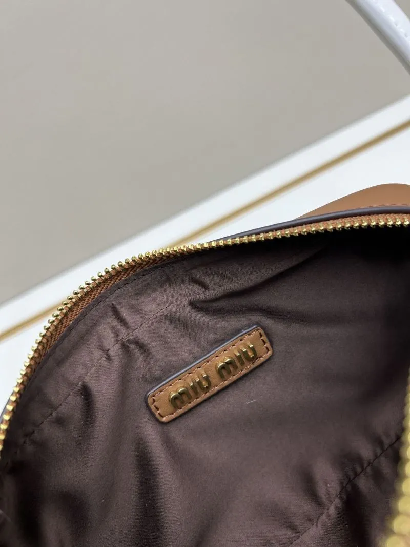 MIU MIU Brown White Top Handle Shoulder Bag 02025 - Image 8