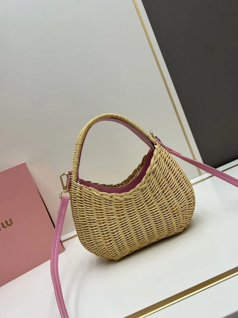 MIU MIU Wicker Top Handle Crossbody Bag 1811 - Image 3